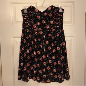 Strapless floral mini dress